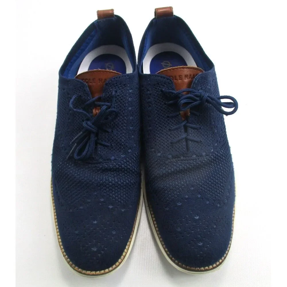 Cole Haan Originalgrand Shoes Navy Stitchlite Ivory Wingtip Oxford C27960 Men 11